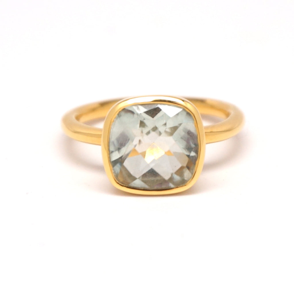 Green Quartz Square Gold Ring - Tangerine Jewelry Shop