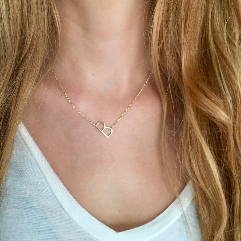 Gold Side Way Initial Necklace
