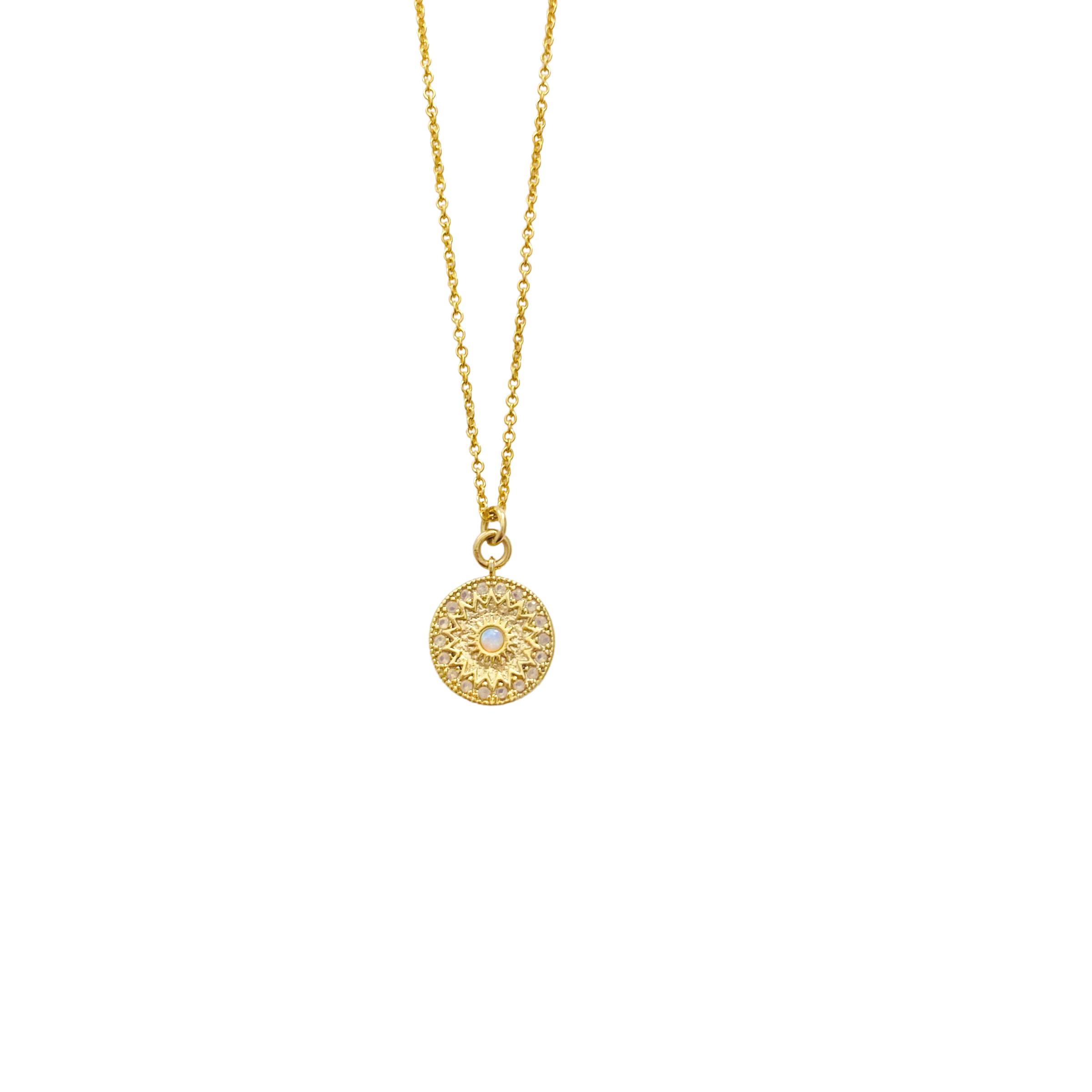 Opal Coin Pendant Necklace