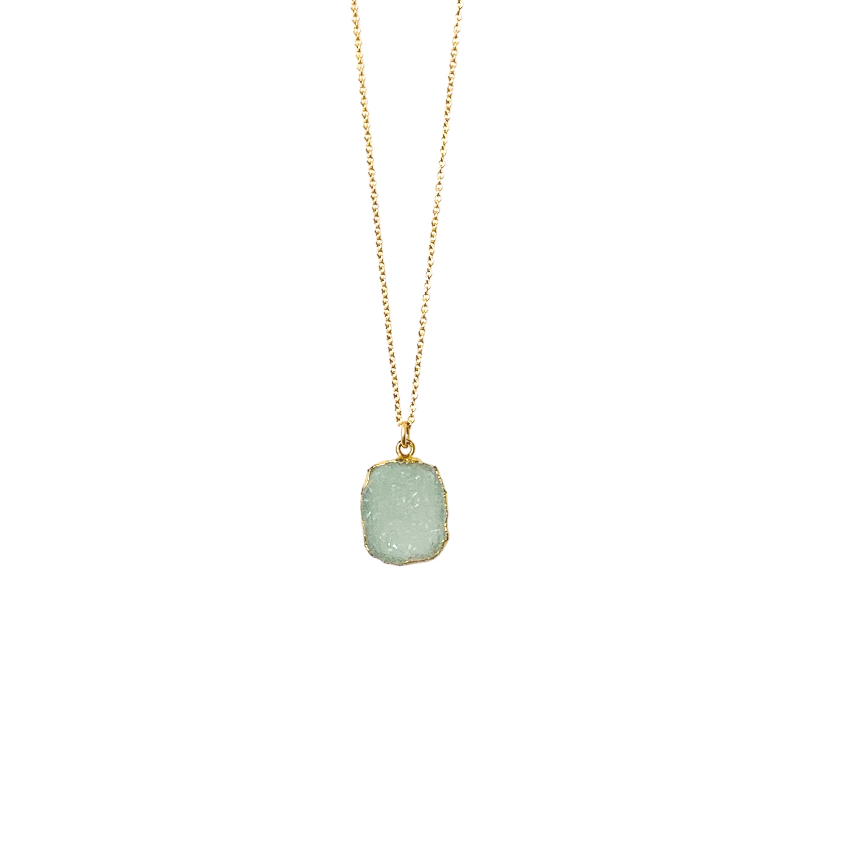 Aqua Druzy Pendant Necklace