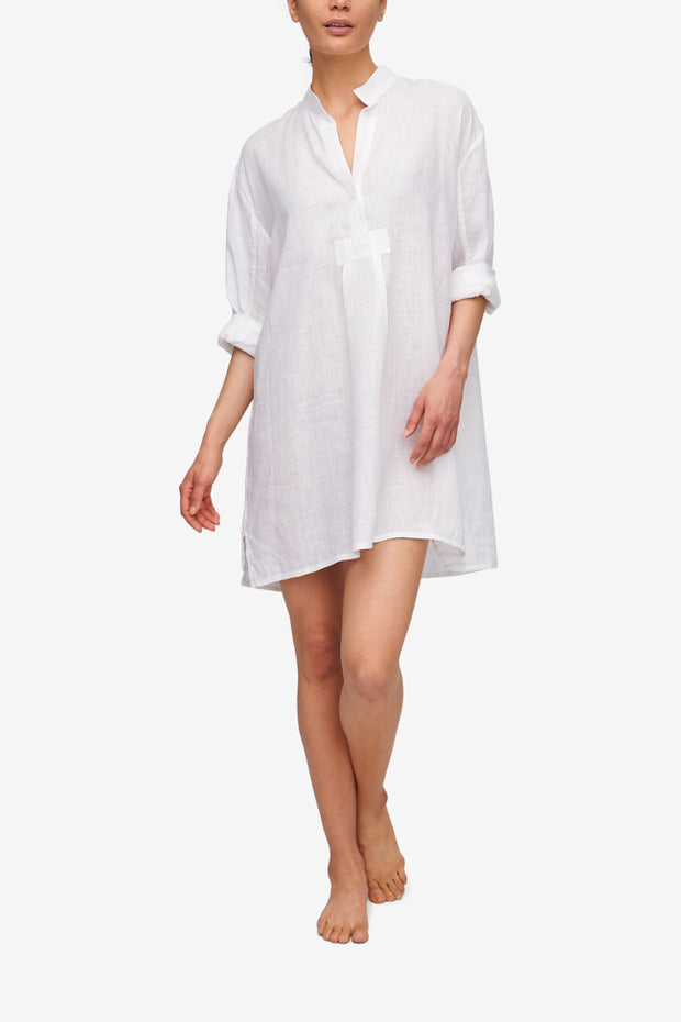 Short Sleep Shirt White Linen | The Sleep Shirt