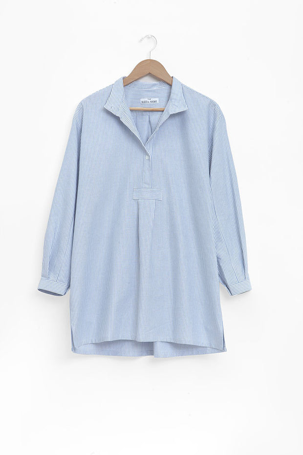 Short Sleep Shirt Blue Oxford Stripe | The Sleep Shirt