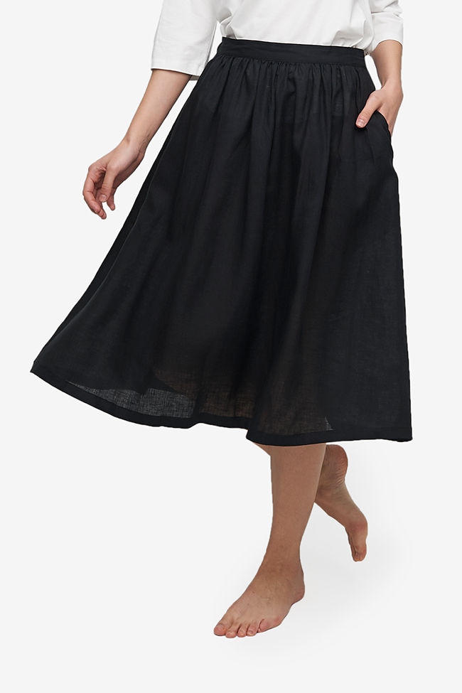 House Skirt Black Linen | The Sleep Shirt