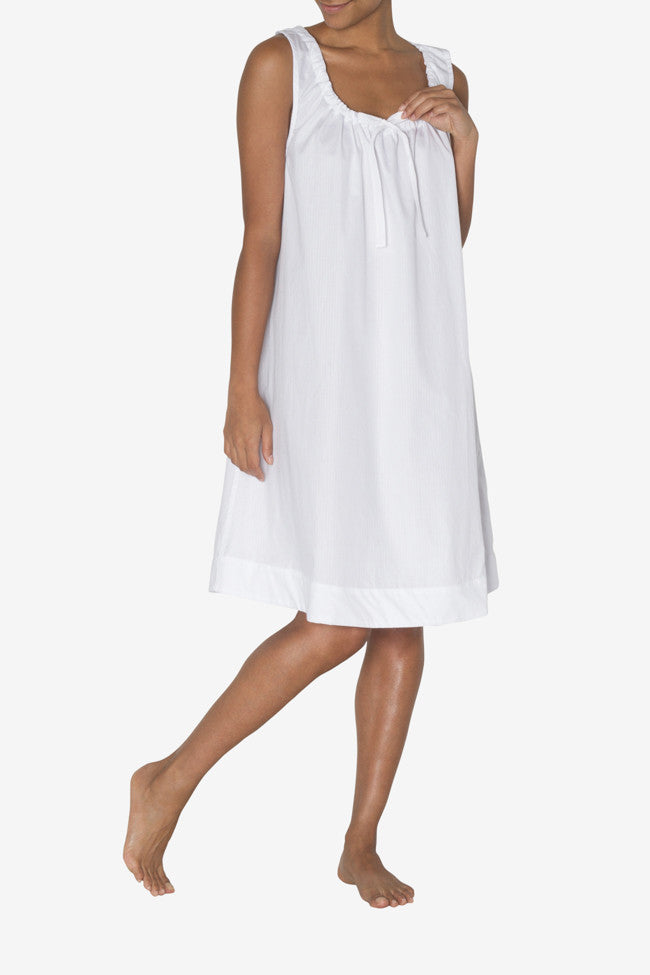 white cotton sleeveless nightgown