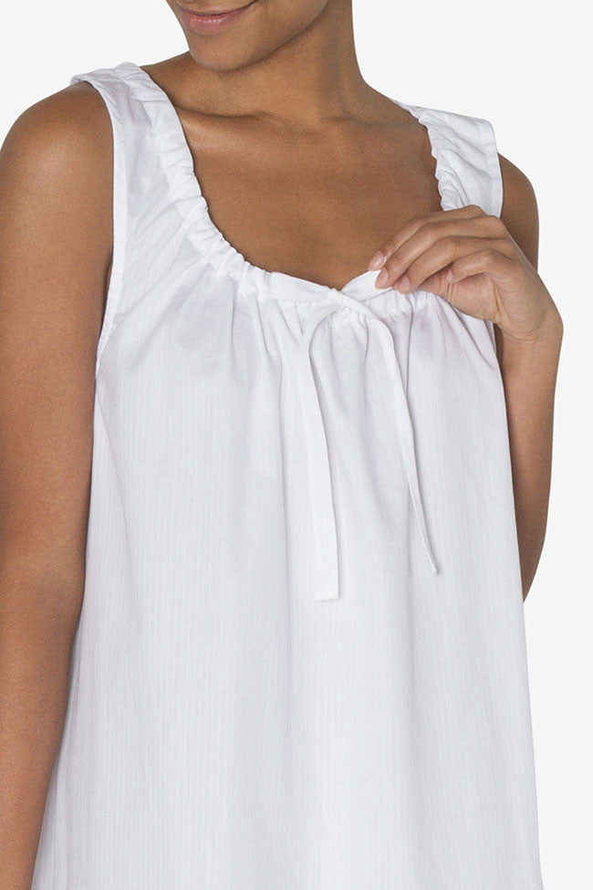 Women’s Cotton Sleeveless Nightgown White Stripe – The Sleep Shirt