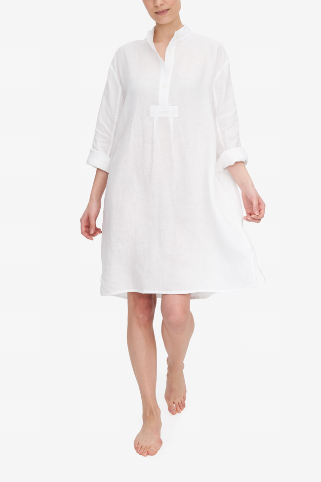 Long Sleep Shirt White Linen | The Sleep Shirt
