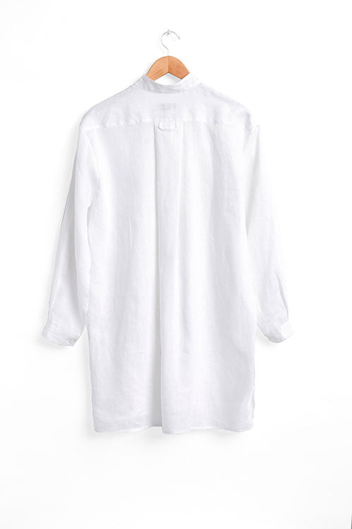Linen Nightshirt in White – Short Sleep Shirt – The Sleep Shirt