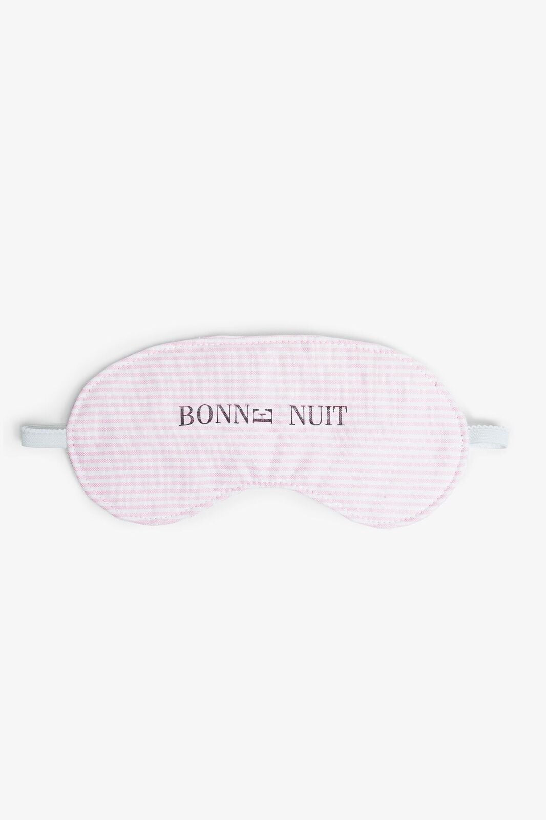 front view unisex bonne nuit pink oxford stripe cotton eyemask by The Sleep Shirt