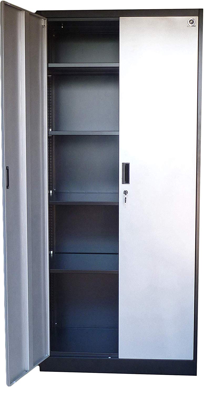 Steel Storage Cabinet 71 Tall Lockable Doors And Adjustable