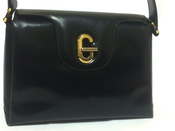 Vintage Gucci black leather classic design handbag purse with G hardwa – eNdApPi ***where you ...