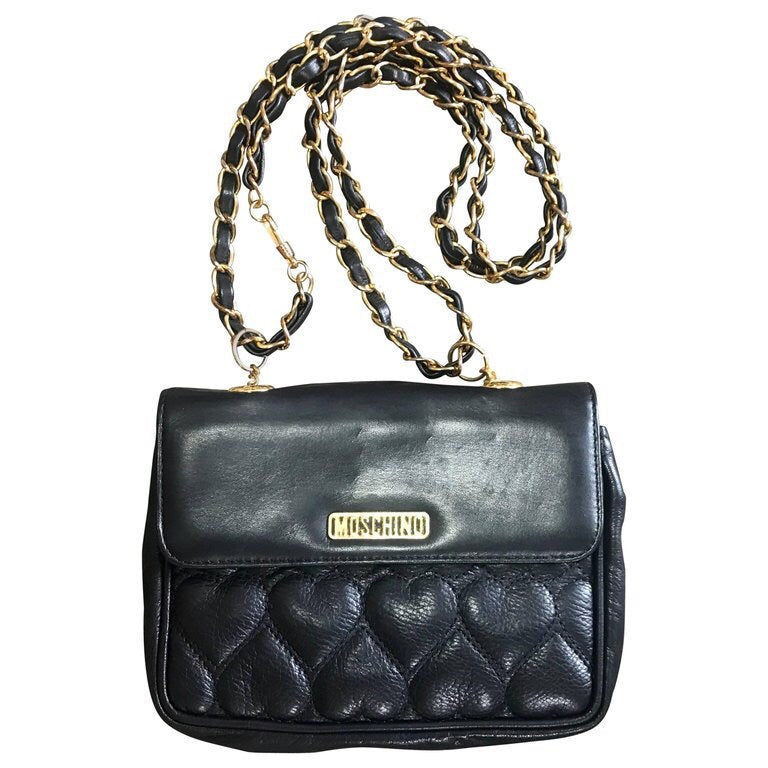 moschino black heart bag