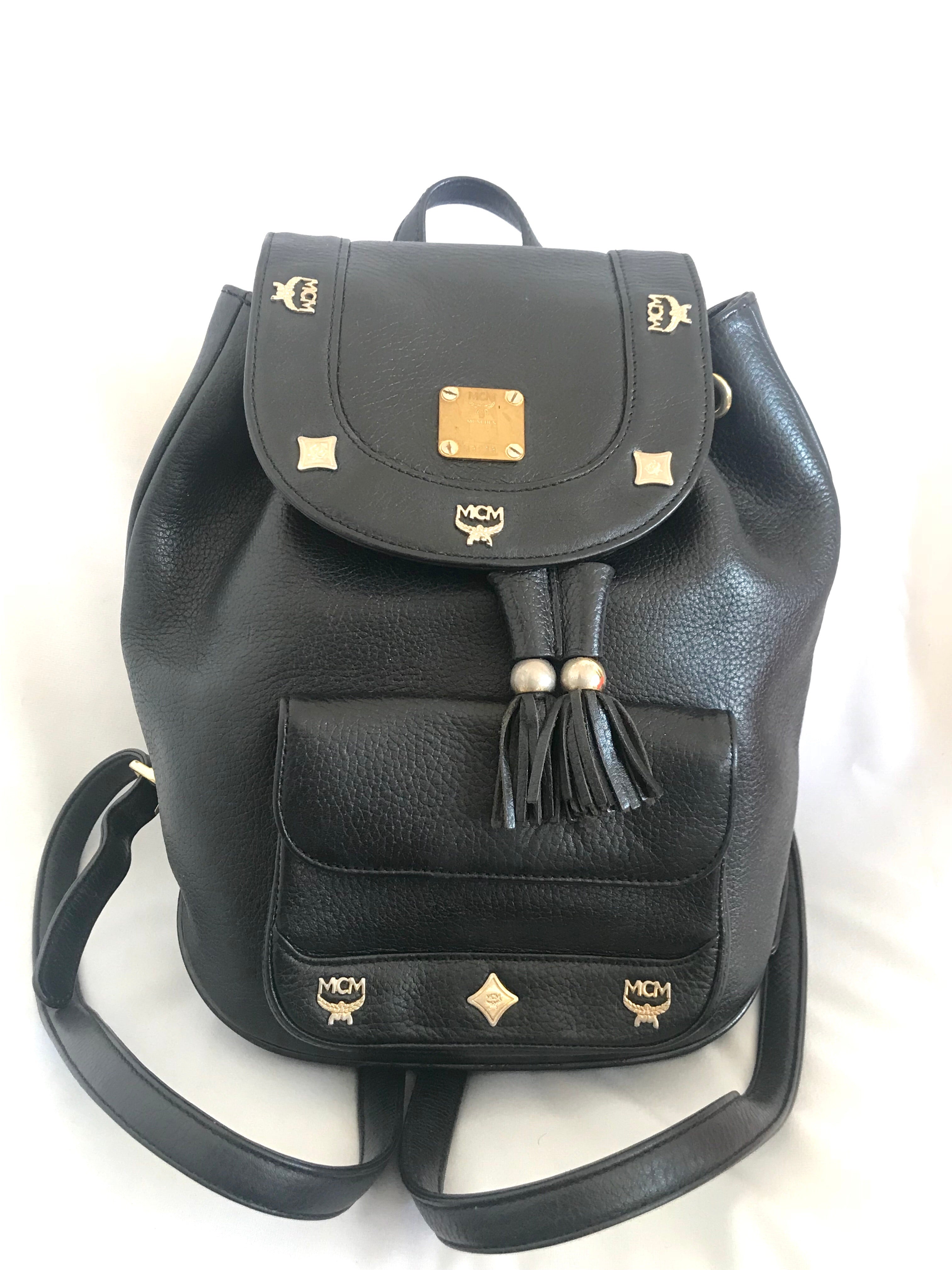 mcm black bookbag