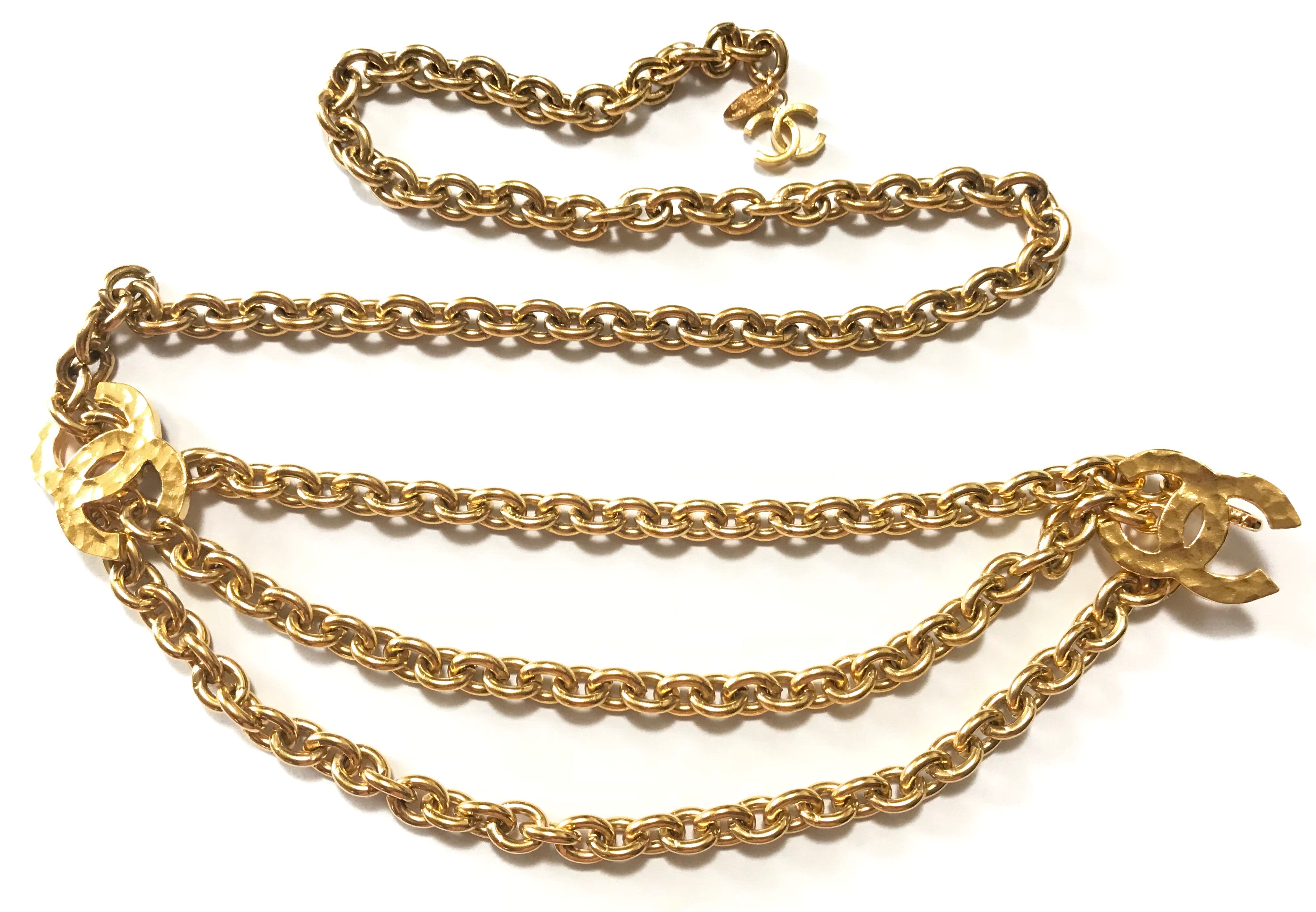 Vintage CHANEL gold chain belt with layer chains and two large eNdApPi ***where you can your favorite designer vintages.....authentic, affordable, and