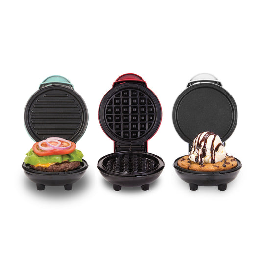  Dash Mini Waffle Maker Machine for Individuals, Paninis &  DMS001RD Mini Maker Electric Round Griddle for Individual Pancakes,  Cookies, Eggs & other on the go Breakfast, Lunch & Snacks, Red: Home