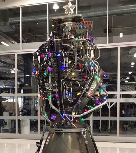 SpaceX celebrates the season with a Holidaythemed Raptor engine