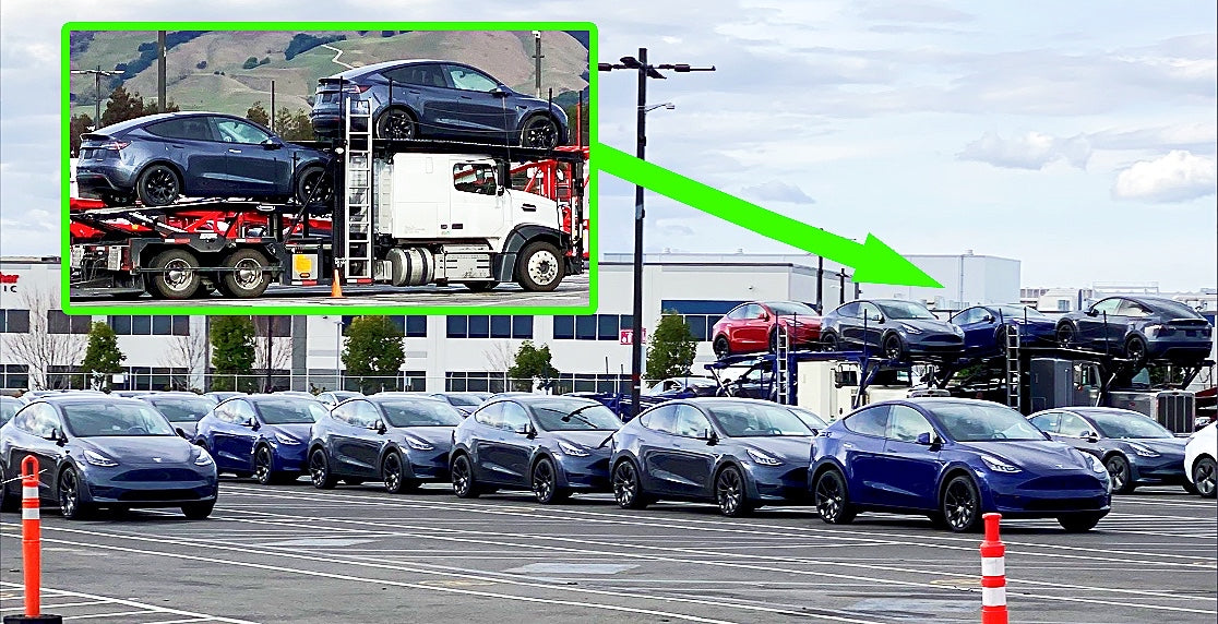 Tesla Model Y Spotted Loaded On Trucks, Ready For Delivery Centers