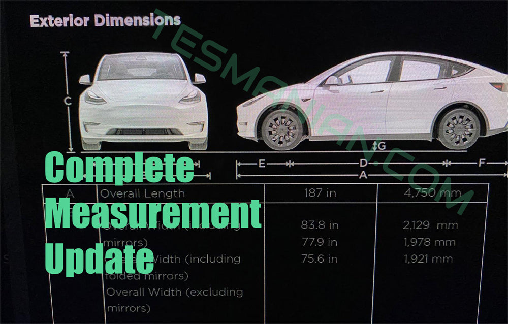 Update Tesla Model Y Complete Measurement With Interior Info