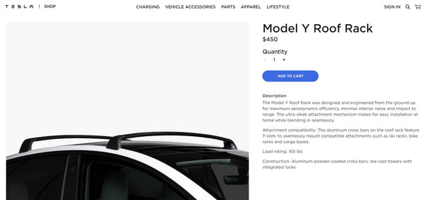 Tesla bietet optional Dachträger und Anhängerkupplung für Modell Y an