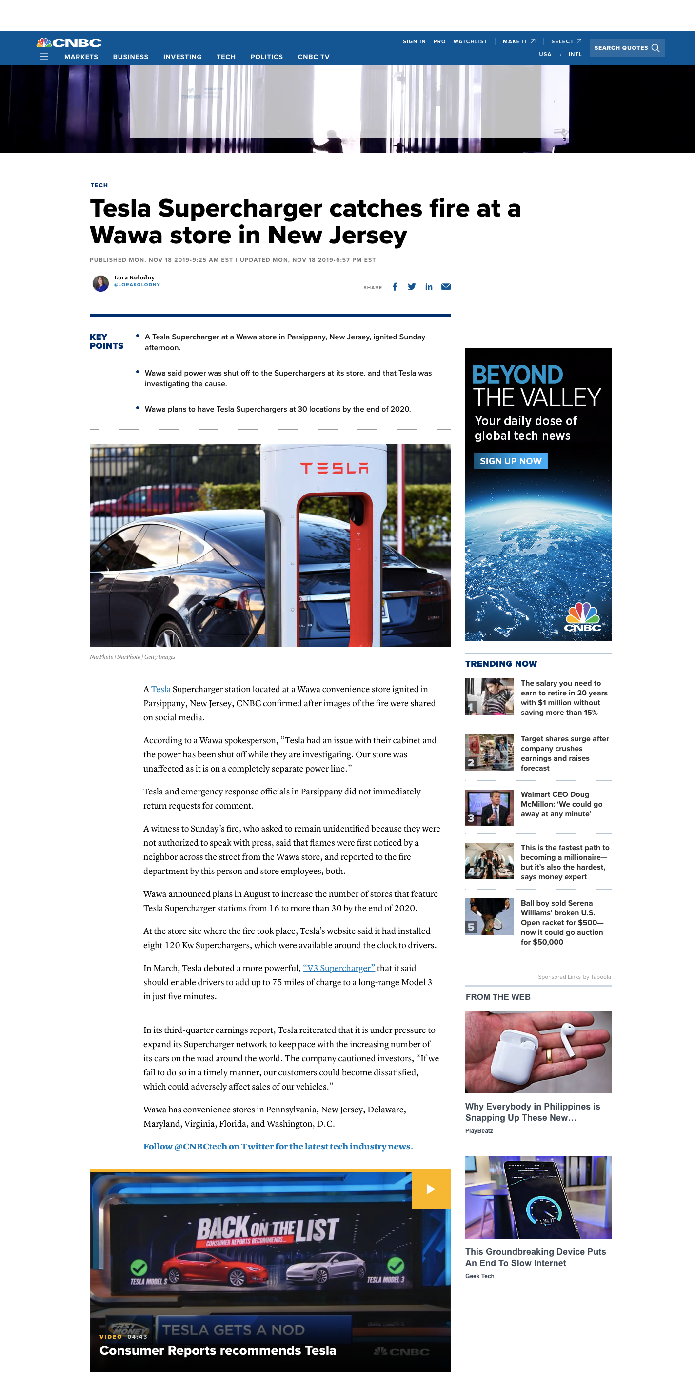 CNBC-Report-Tesla-Supercharger-Fire-Wawa-NJ