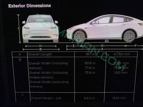 Exklusive Abmessungen, Gewicht und Leistung des Tesla Model Y im Gelän