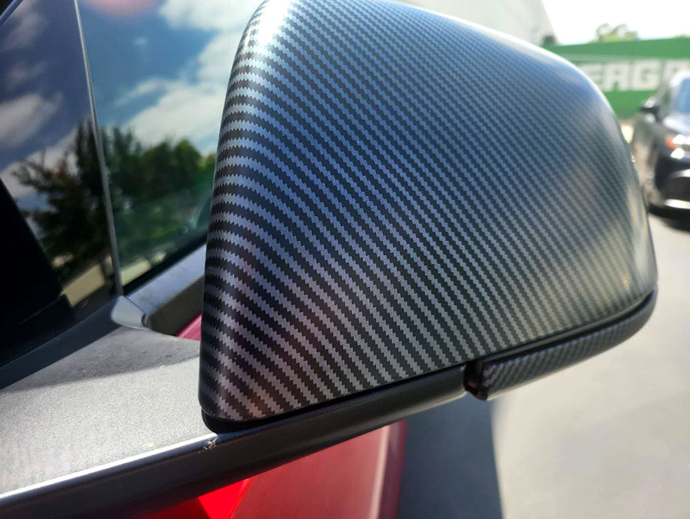 Side camera cover in carbon with full coverage for Tesla Model SX
