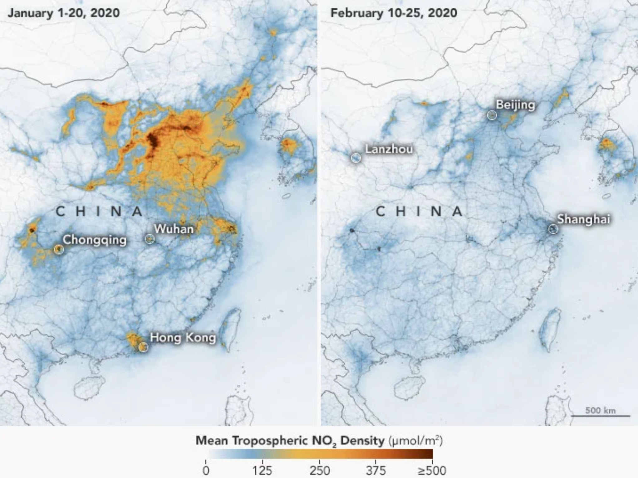Stickstoffdioxid-Werte-China-Pandemie