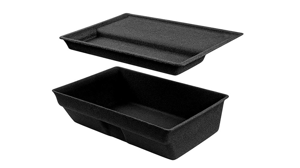 3W 2020-2022 Tesla Model Y Accessories-2Pcs Under Seat Storage Box 2Pcs  Rear Trunk Organizer Side Storage Box with Lids Rear Center Console Storage