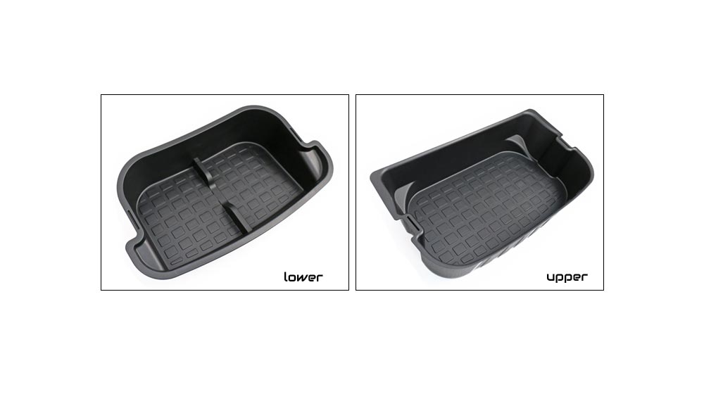 3W 2020-2022 Tesla Model Y Accessories-2Pcs Under Seat Storage Box 2Pcs  Rear Trunk Organizer Side Storage Box with Lids Rear Center Console Storage