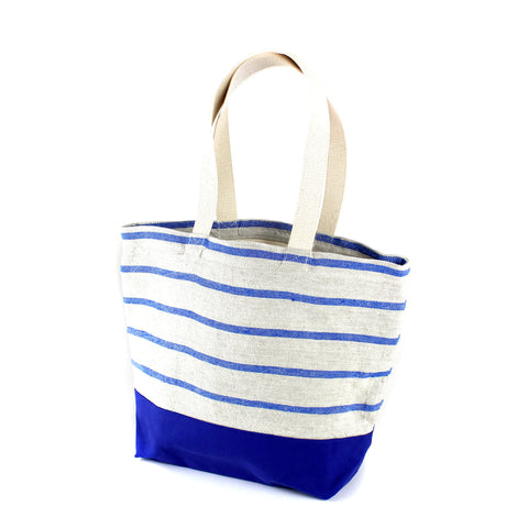 Striped Linen Color Block Tote | SKINNY VINNY