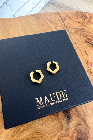 18K Hexagon Cuff Earrings