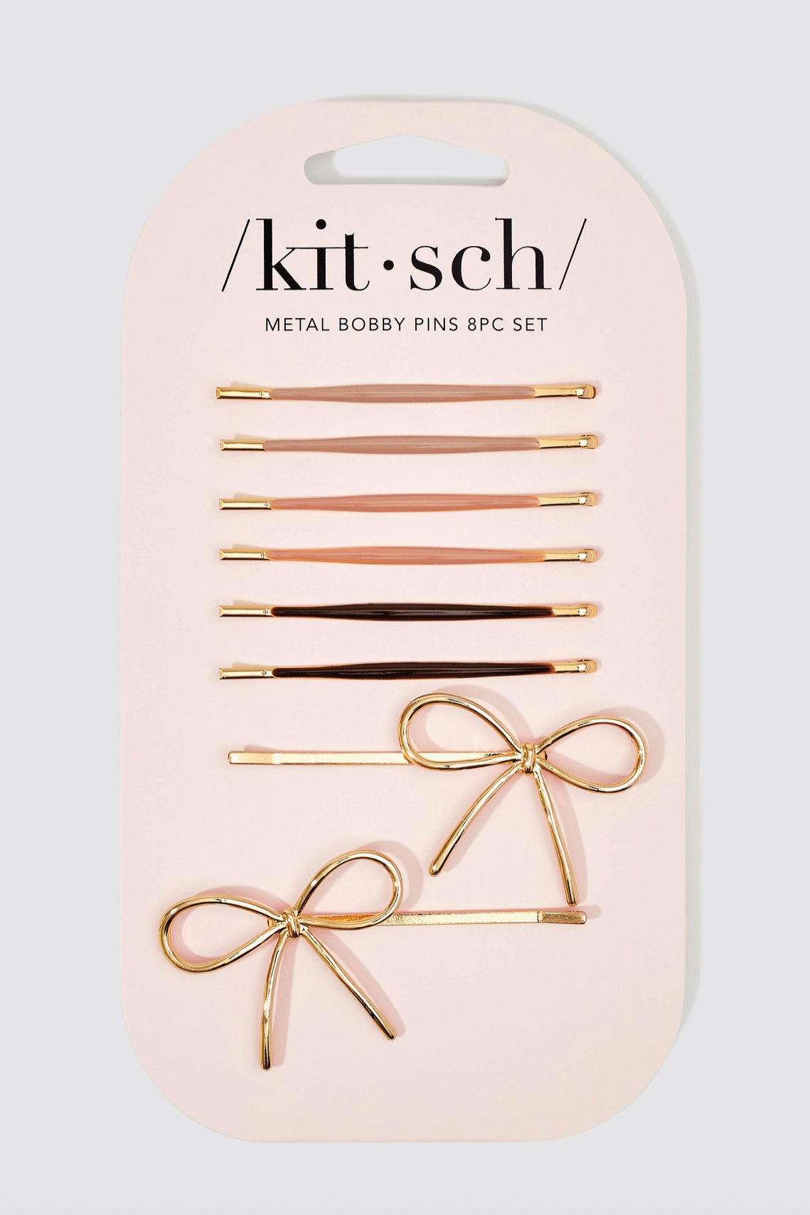 KITSCH Metal Enamel Bow Bobby Pin Set - 8 pc