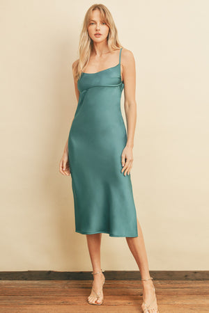 Open Book Satin Midi Dress