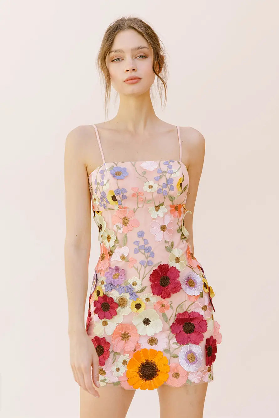 Multi Floral Collaged Mini Dress