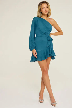 Icon One Shoulder Ruffle Dress