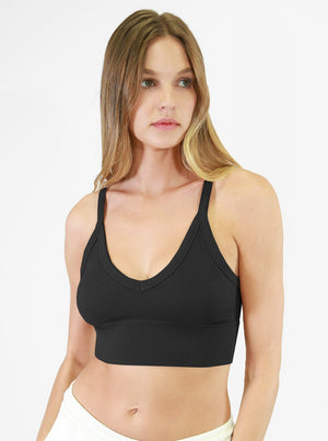 Ribbed V-Neck Bra Top