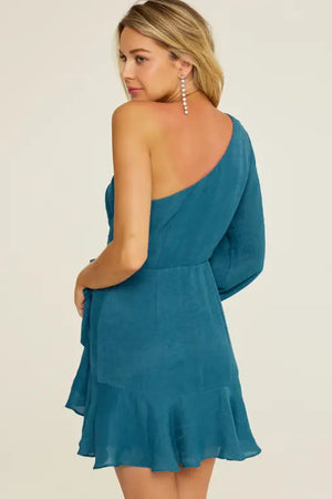 Icon One Shoulder Ruffle Dress