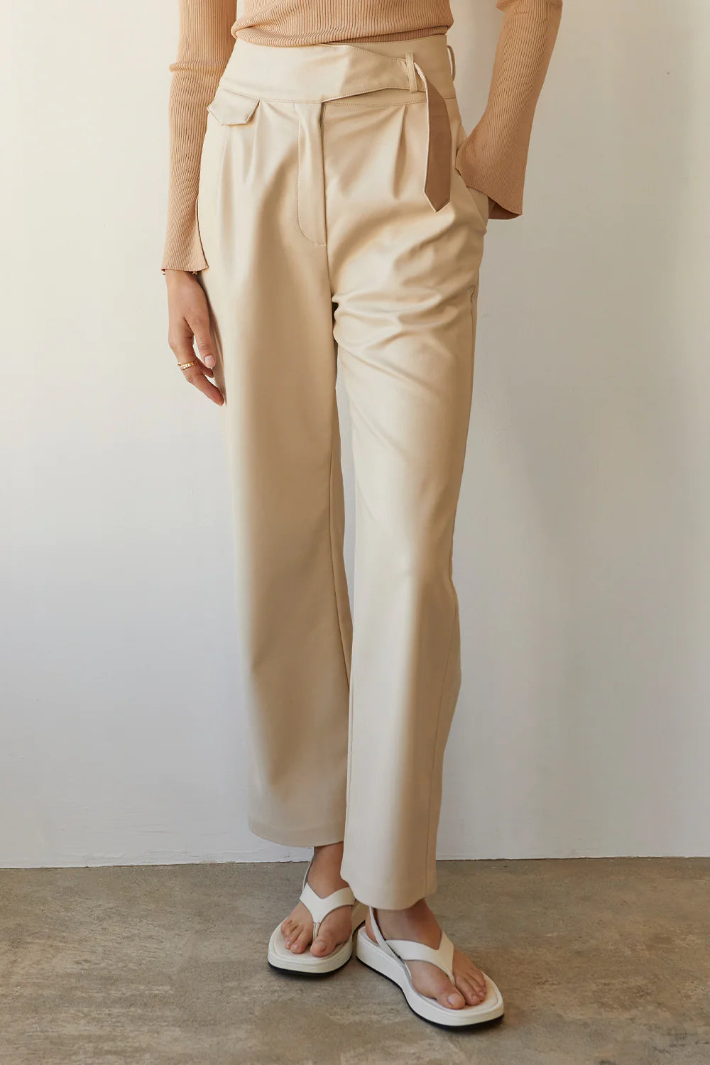 Zoya Leather Wide Leg Pants