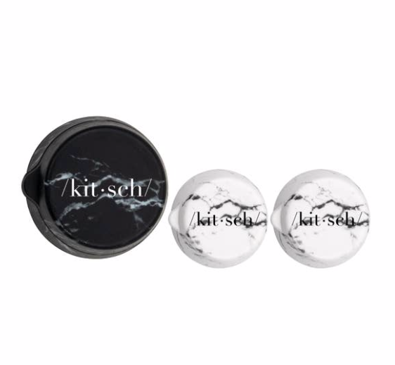 KITSCH - Refillable Silicone Jars 3PC Set - Black & White Marble