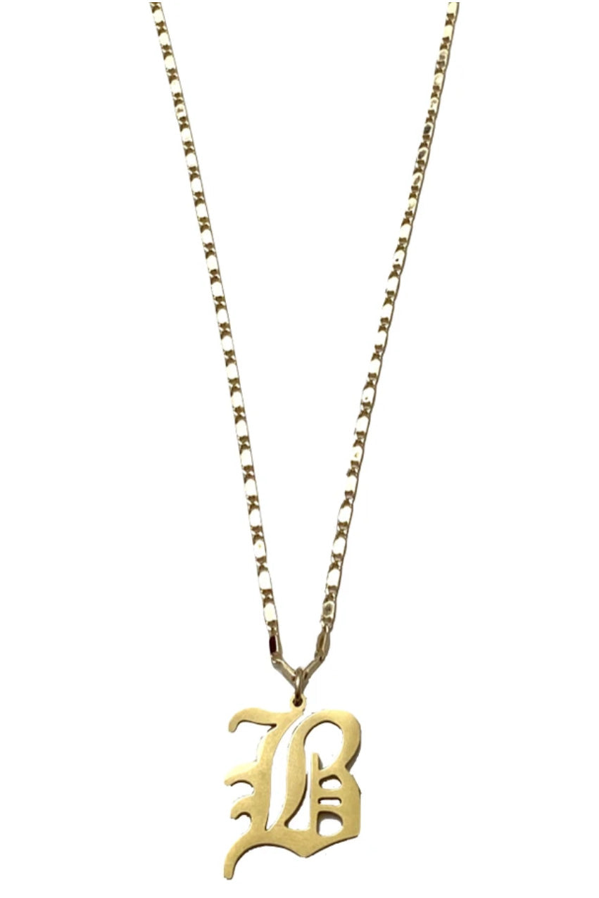 Farrah B Gothic Initial Necklace