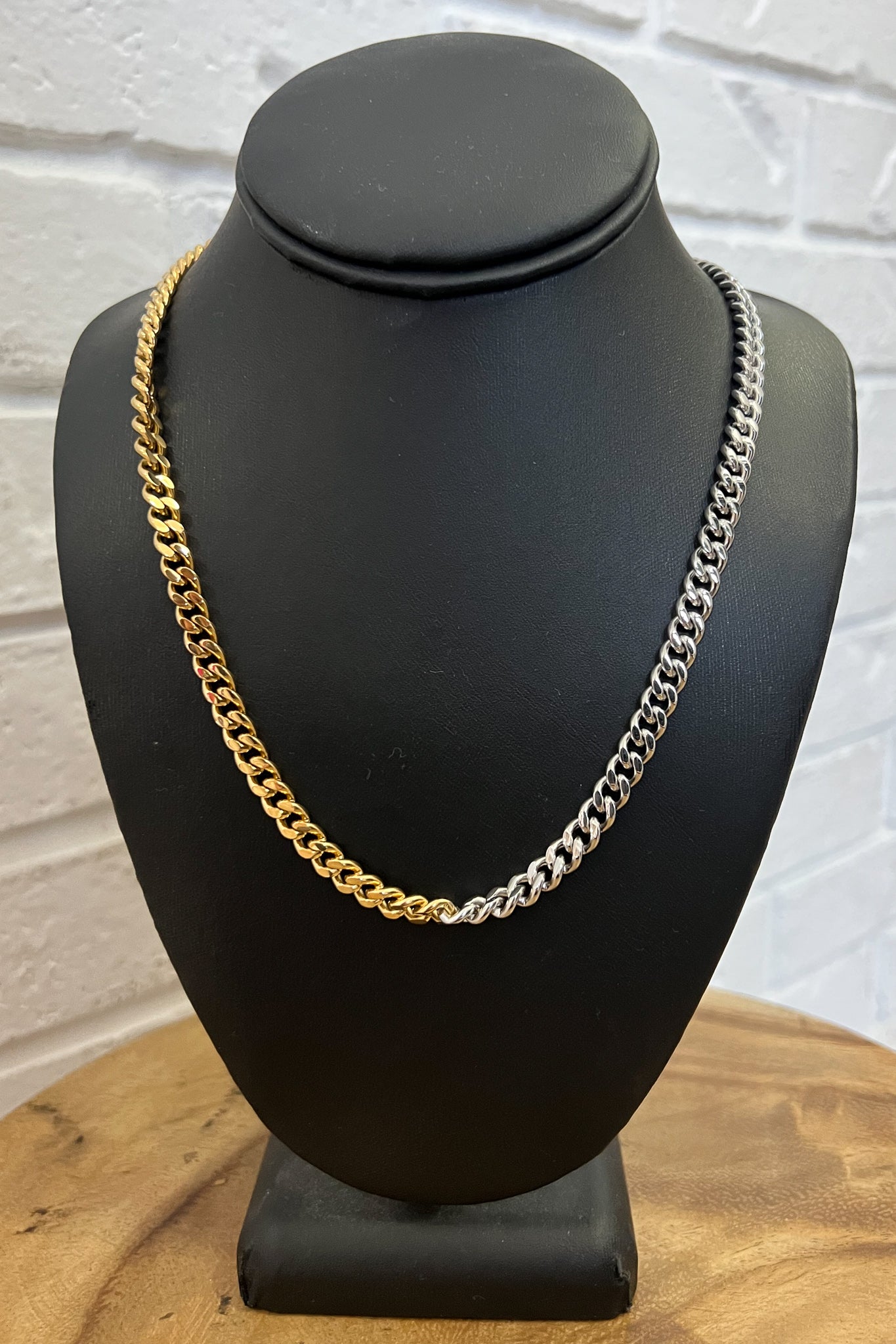 18K Demi Mixed Metal Thin Chain Necklace