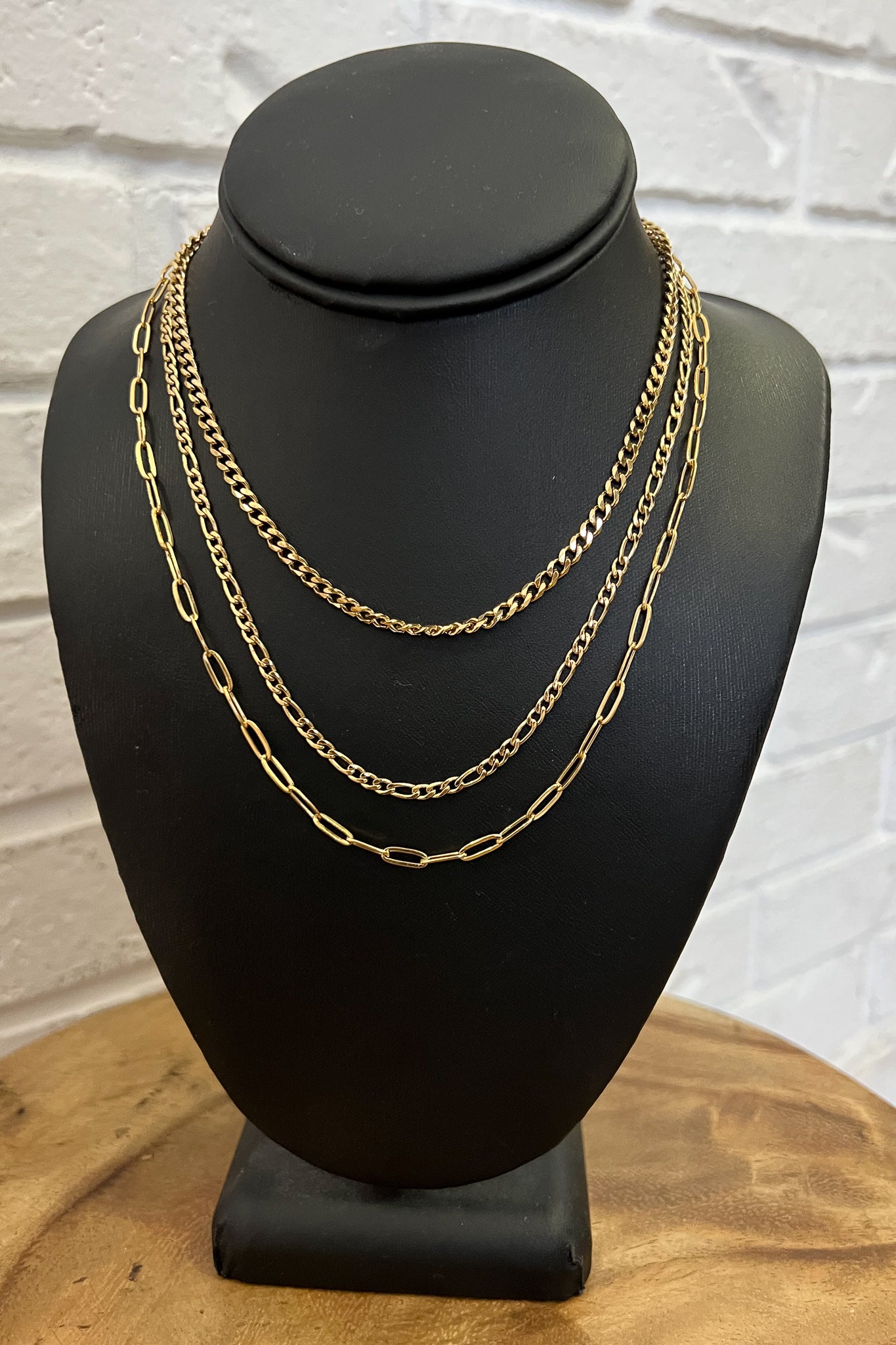 18K Ella Triple Layer Chain Necklace