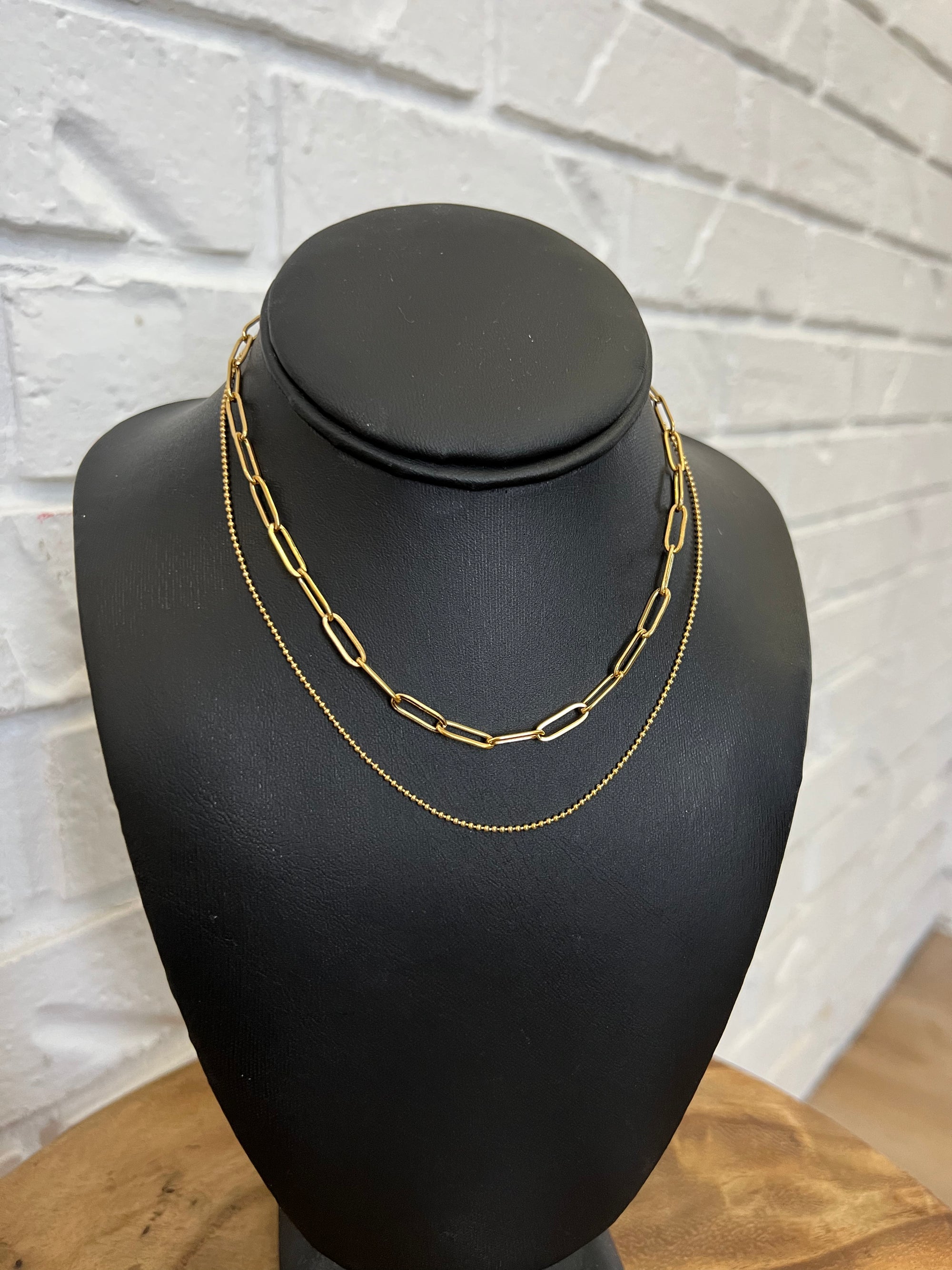 18K Claire Double Layer Chain Necklace