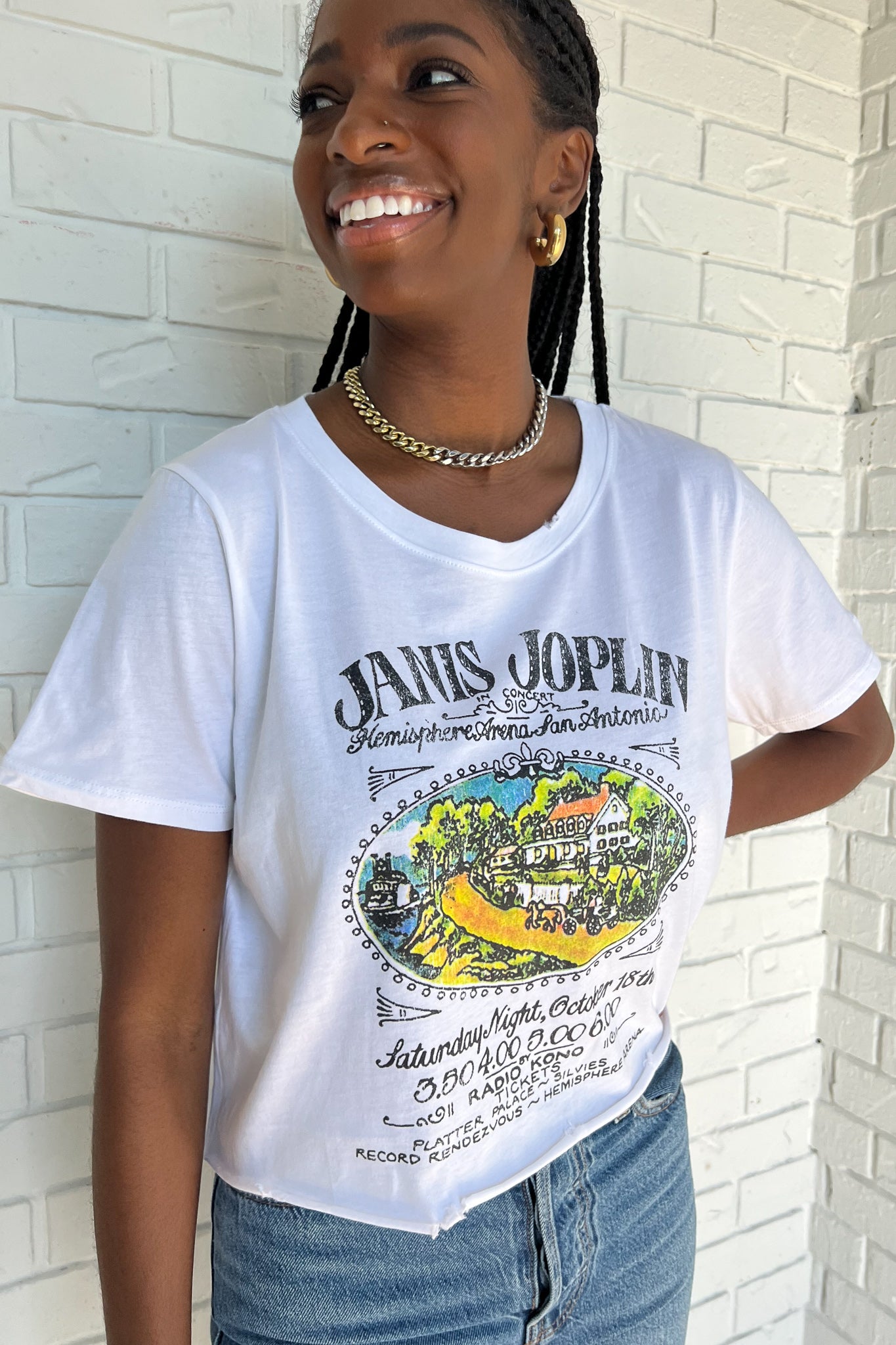 Janis Joplin Hemisphere Arena Crop Tee