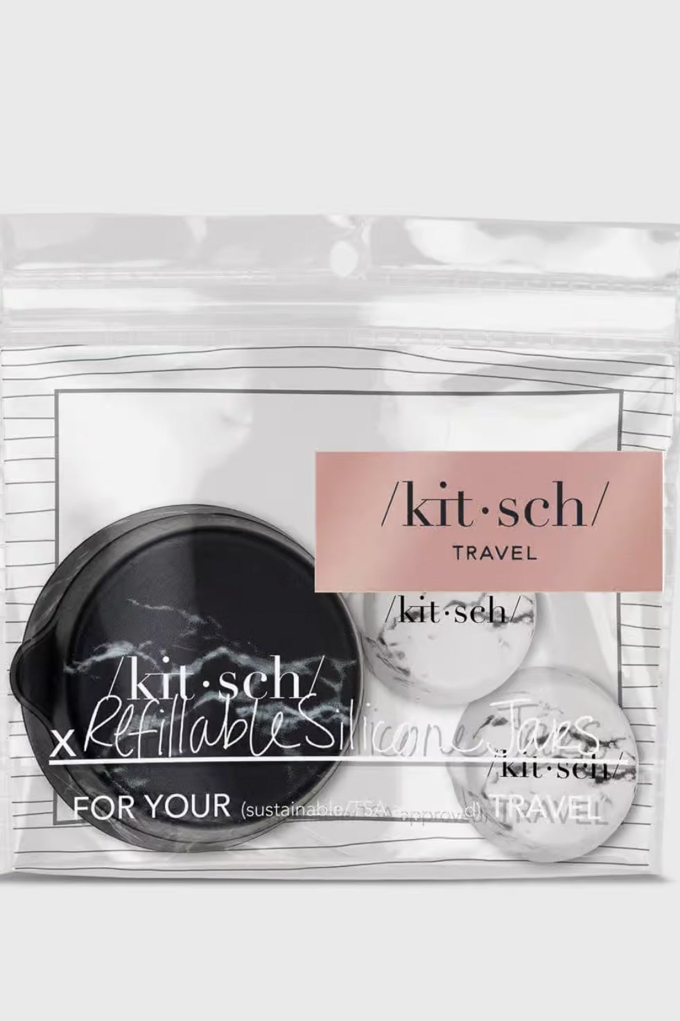 KITSCH - Refillable Silicone Jars 3PC Set - Black & White Marble