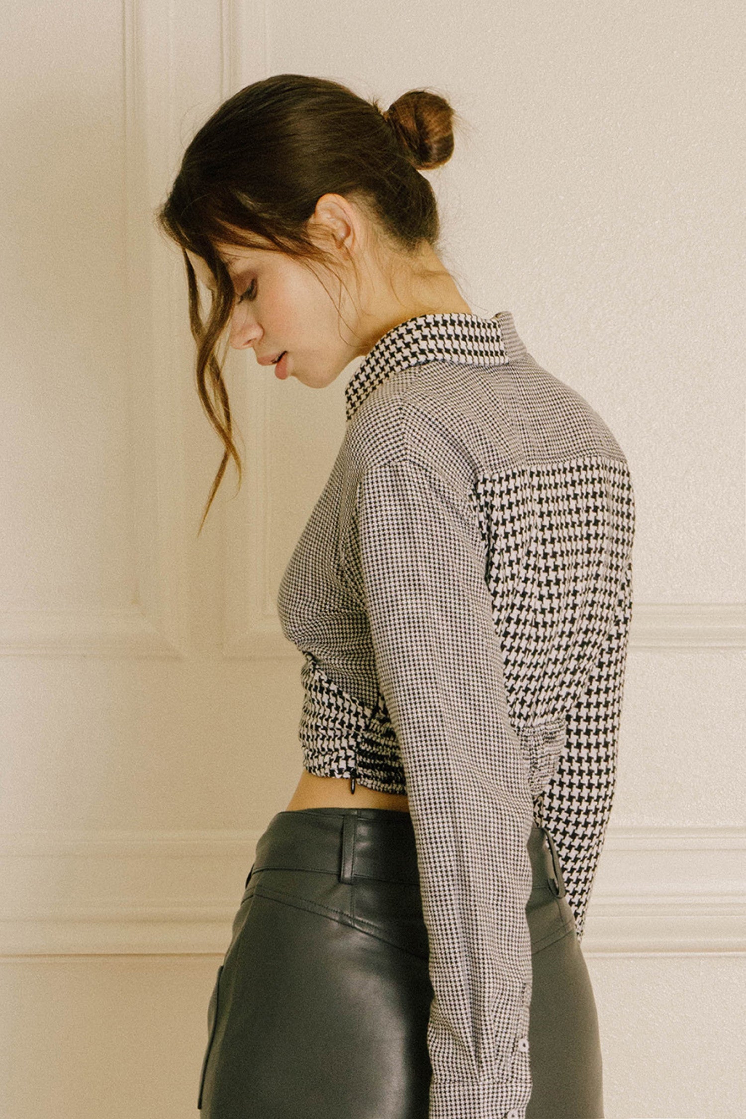 Houndstooth Printed Crop Top