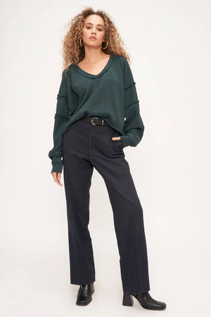 Daria Seamed V-Neck Sweatshirt