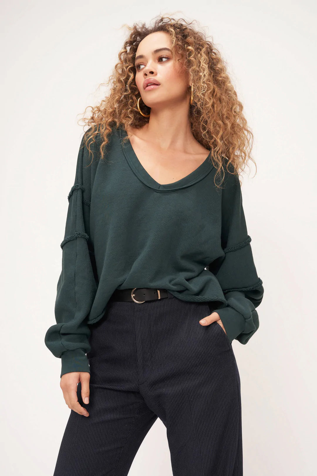 Daria Seamed V-Neck Sweatshirt