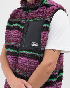 メカニカル STUSSY STRIPED SHERPA VEST Mサイズ - 通販