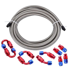 SPELAB 16Ft/5 Meter AN10 PTFE E85 Fuel Line Kit Silver Red