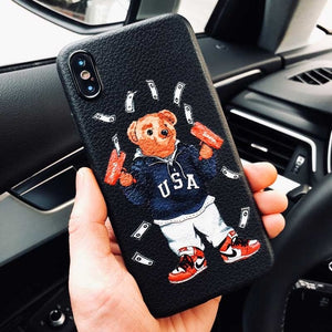 Gluren Grap vloot Cute Italy luxury brand bear Skin texture cover case for iphone 6 S 7 –  Gleesbuy